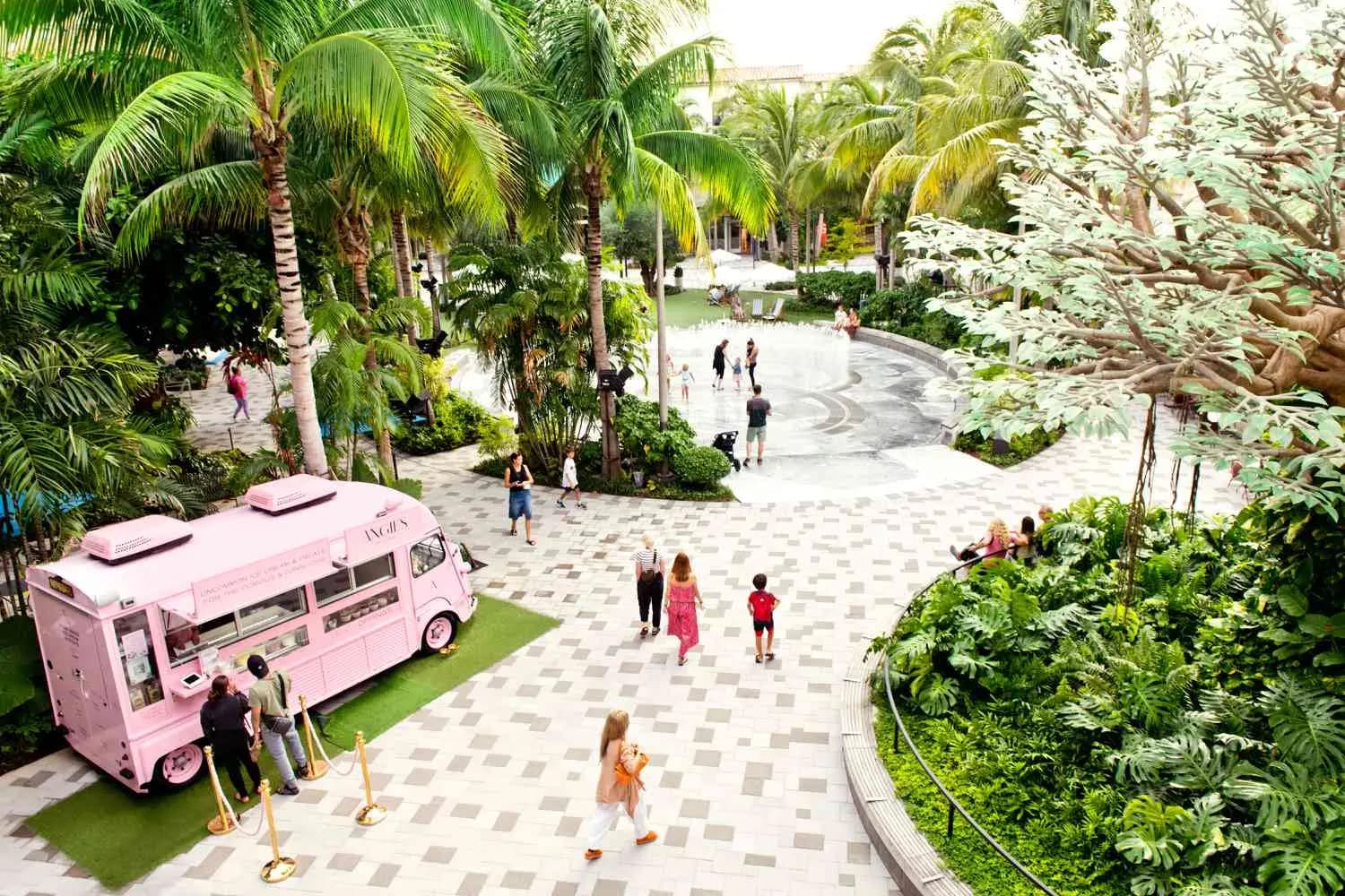 A palm-lined plaza in West Palm Beach, Florida